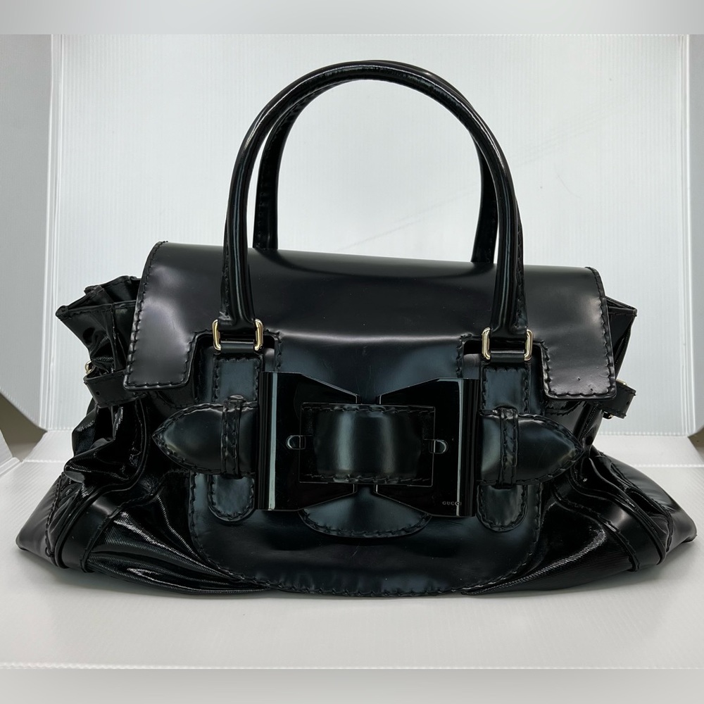 Gucci Large Queen Black Dialux Coated Canvas Tote